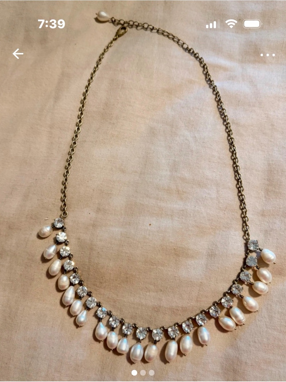 Ann Taylor Pearl and Crystal Fringe Necklace - White & Clear